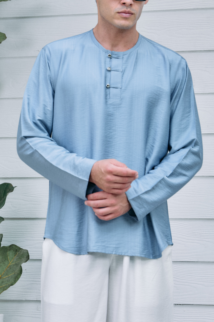 Terra Linen Top in Sky
