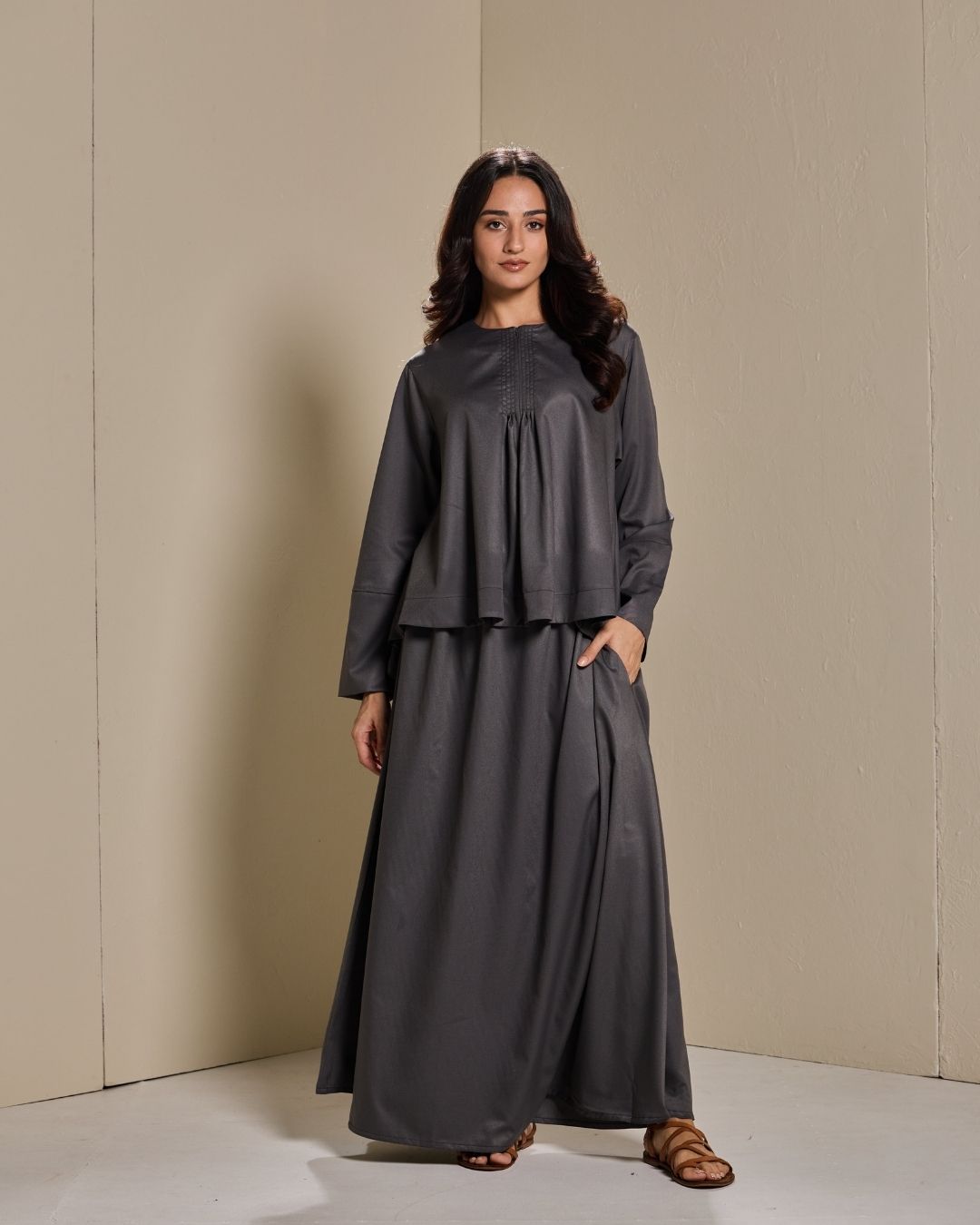 Maya Skirt Set in Dark Grey