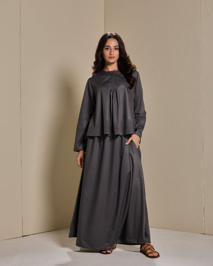 Maya Skirt Set in Dark Grey