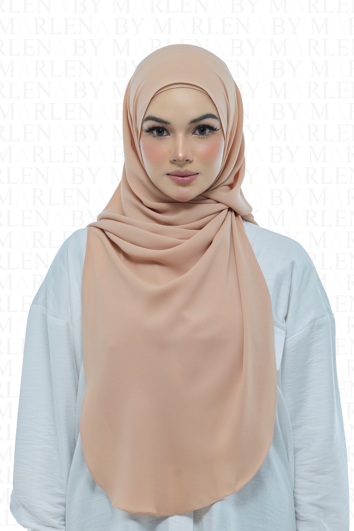 Leya Curved Tie Back Korean Chiffon Shawl