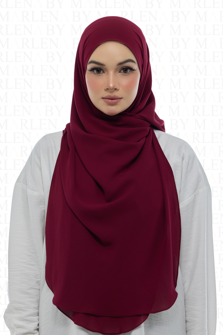 Leya Curved Tie Back Korean Chiffon Shawl