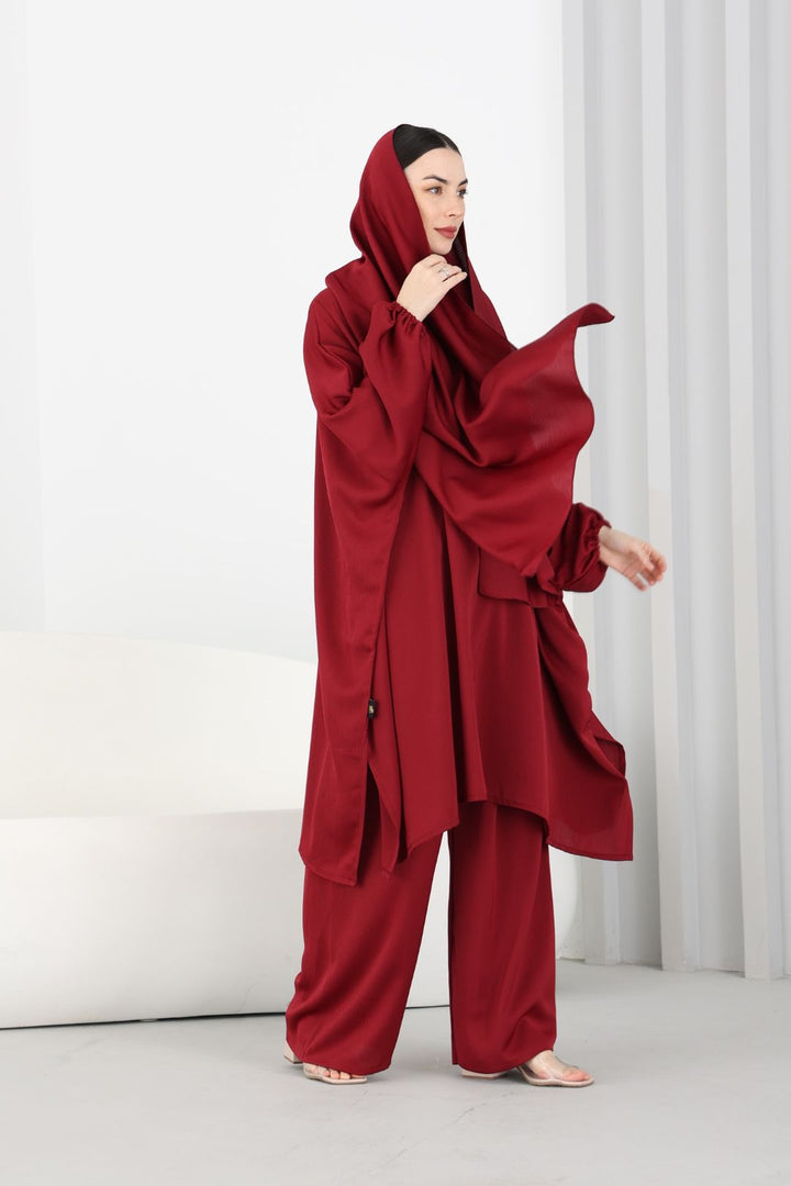 Azza Umrah Pants Set in Maroon