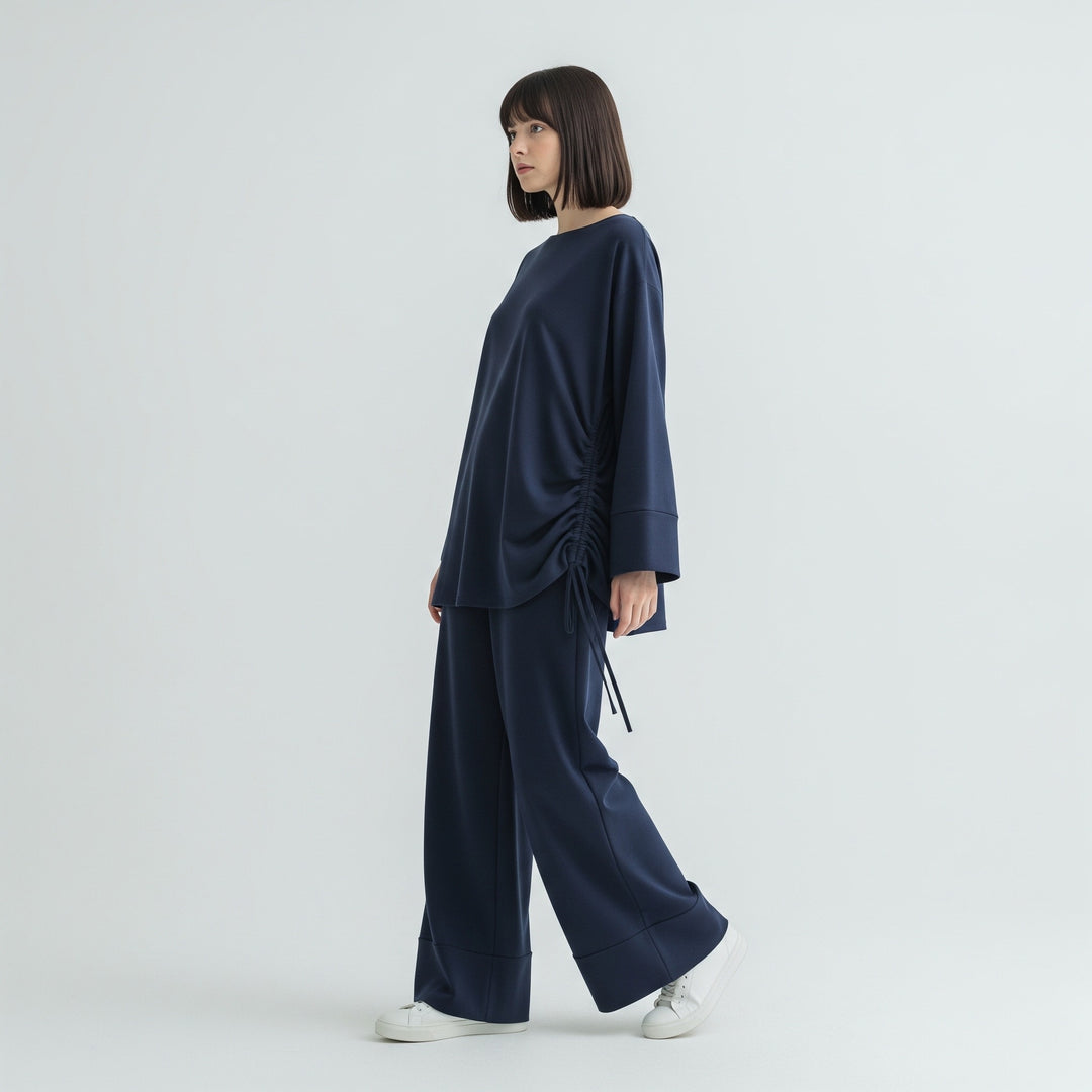 Ziyana Cotton Cinched Blouse and Pants Set