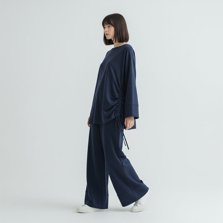 Ziyana Cotton Cinched Blouse and Pants Set
