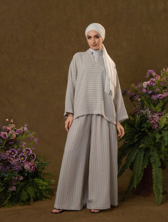 Selma Stripe Crinkle Pants Set