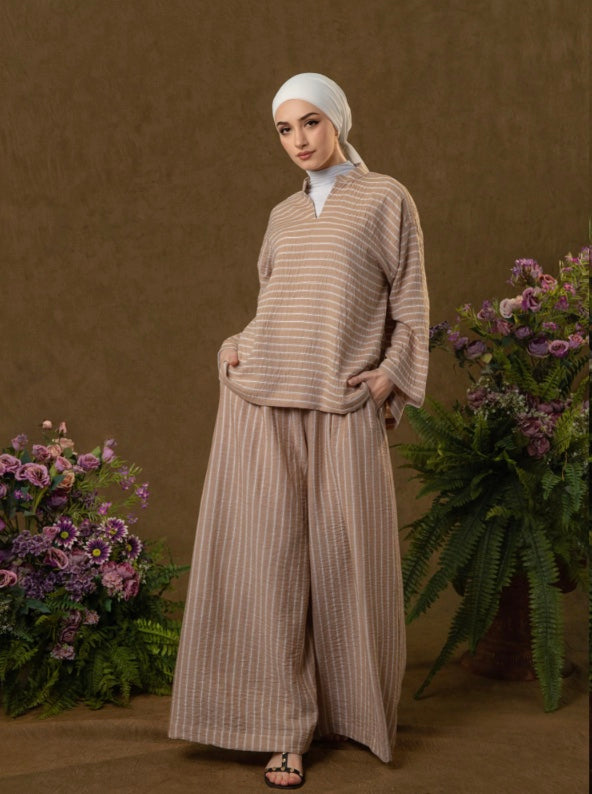 Selma Stripe Crinkle Pants Set