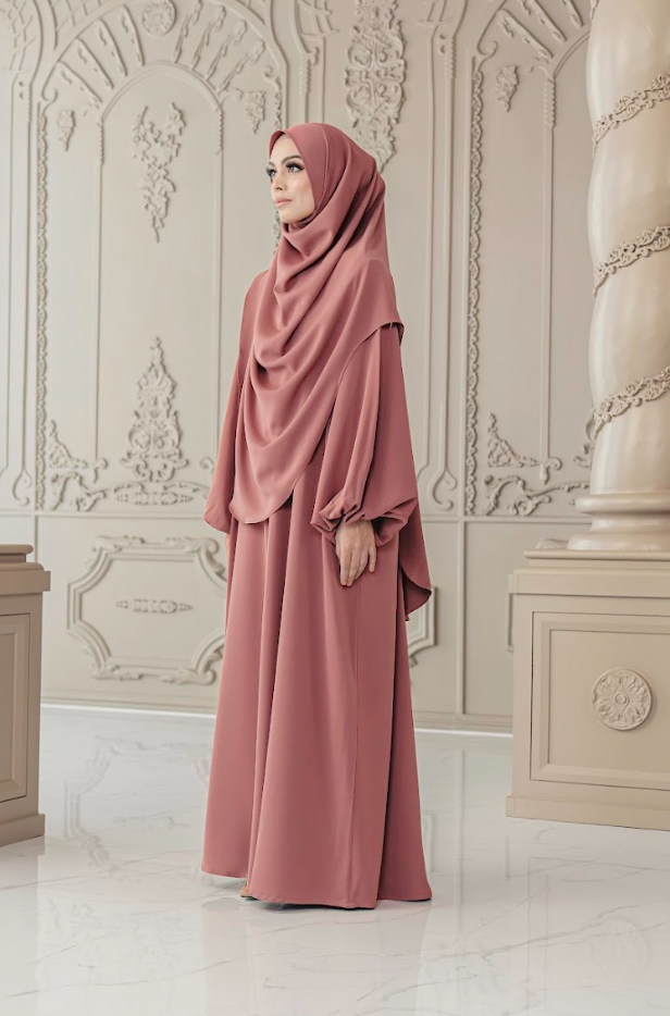 Warda Khimar Umrah Set in Dusty Rose