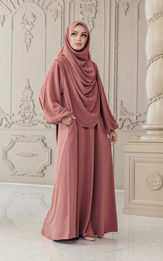 Warda Khimar Umrah Set in Dusty Rose