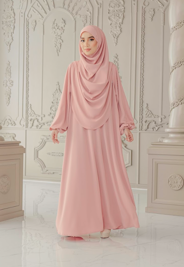 Warda Khimar Umrah Set in Sweet Pink