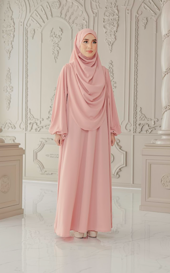 Warda Khimar Umrah Set in Sweet Pink