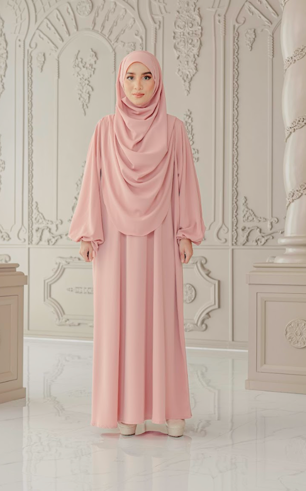 Warda Khimar Umrah Set in Sweet Pink