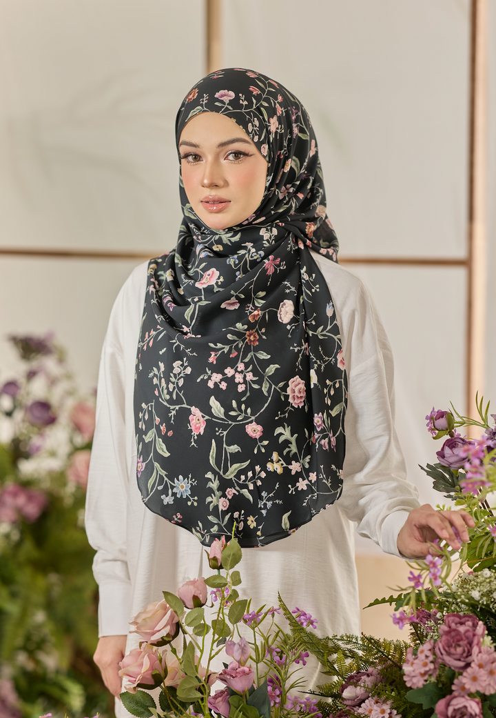 Printed Leya Curved Tie Back Korean Chiffon Shawl