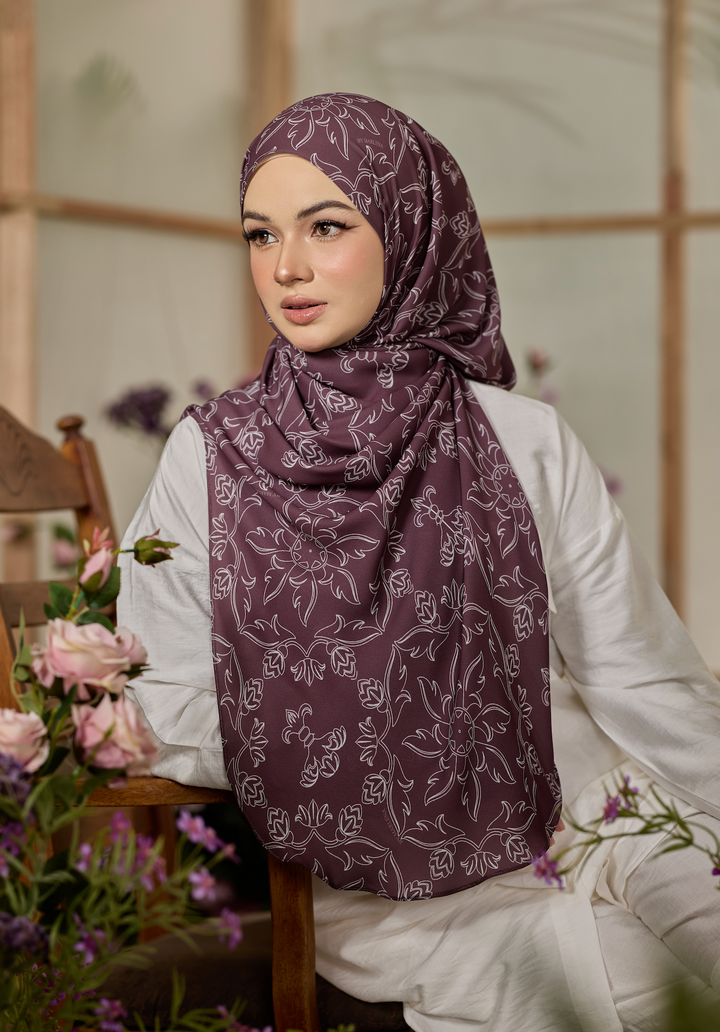 Printed Leya Curved Tie Back Korean Chiffon Shawl