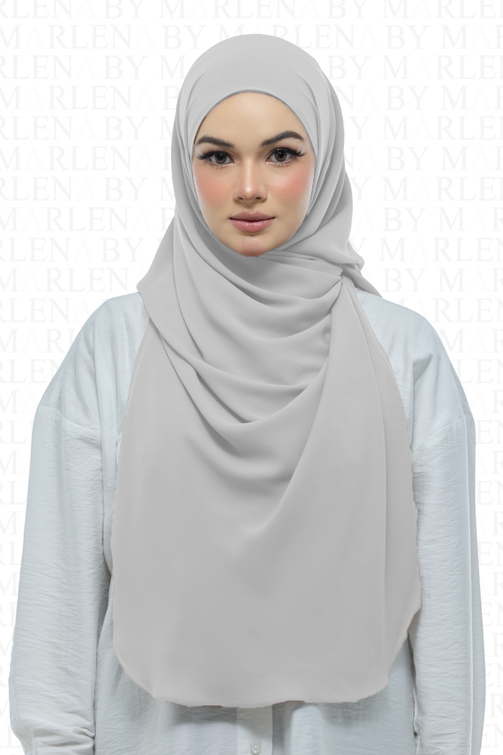 Leya Curved Tie Back Korean Chiffon Shawl